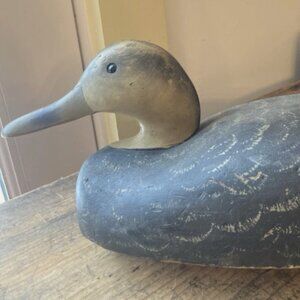 Antique Vintage Primitive large carved wooden Duck decoy